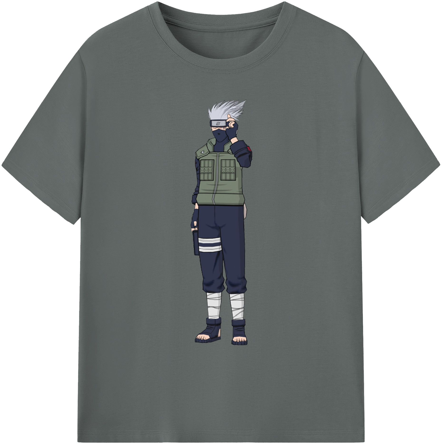 （画像用） NARUTO -ナルト- はたけ カカシ Hatake Kakashi 綿100％ メンズ半袖Tシャツ｜肌触りやわらか＆通気性